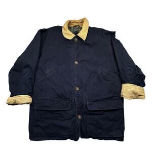 Vintage Woodlake Canvas Barn Coat Mens Medium Work Chore Corduroy Navy